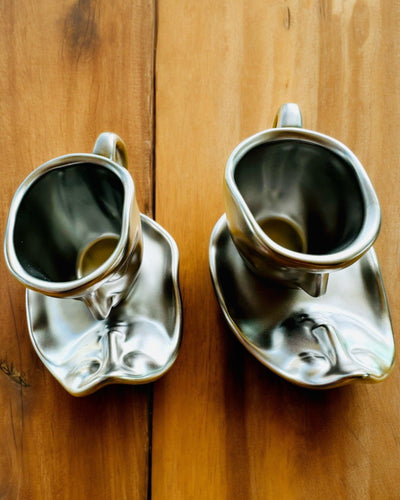 Eleganti Tazze in Ceramica "Maska" – Set di 2 pezzi - possibilità di personalizzazione con incisione per regalo