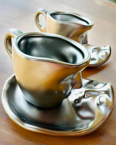 Eleganti Tazze in Ceramica "Maska" – Set di 2 pezzi - possibilità di personalizzazione con incisione per regalo