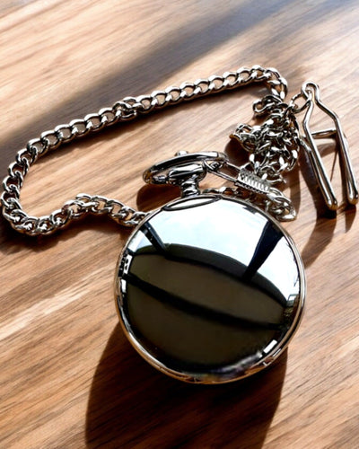 Orologio da Tasca Meccanico Classico con Doppio Coperchio, Manuale, Colore Argento