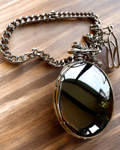 Orologio da Tasca Meccanico Classico con Doppio Coperchio, Manuale, Colore Argento