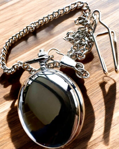 Orologio da Tasca Meccanico Classico con Doppio Coperchio, Manuale, Colore Argento