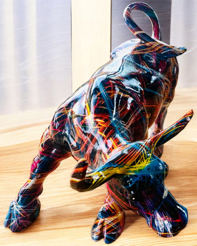 Scultura Decorativa Toro "BullArt" – Arte Unica con Opzione di Incisione - 4 varianti di colore, per regalo personalizzato