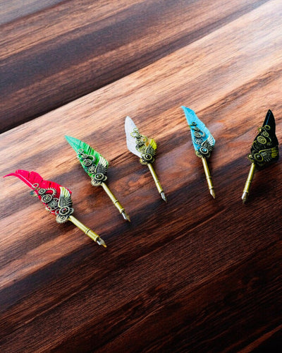 Penna Calligrafica "Eleganza Steampunk" con Piuma di Tacchino - Fatto a Mano 5 varianti tra cui scegliere, personalizzazione con incisione per regalo