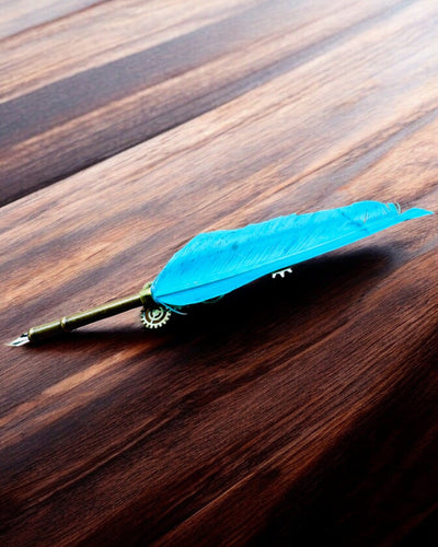 Penna Calligrafica "Eleganza Steampunk" con Piuma di Tacchino - Fatto a Mano 5 varianti tra cui scegliere, personalizzazione con incisione per regalo