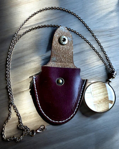 Vintage Look - Lente d'Ingrandimento in Vetro con Custodia in Pelle, possibilità di personalizzazione con incisione