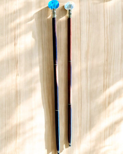 Bastone da passeggio "Diamante in bronzo" - Legno fatto a mano, possibilità di incisione