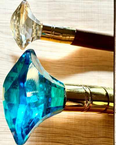 Bastone da passeggio "Diamante in bronzo" - Legno fatto a mano, possibilità di incisione