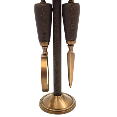 Elegante set da studio in ottone e pelle