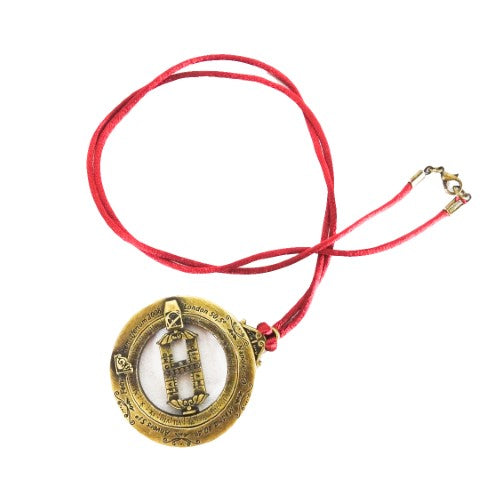 Miniatura orologio solare H90 con anelli astronomici, incisione personalizzata, regalo ideale, cordino bordeaux, realizzato in zama e ottone, diametro 45 mm