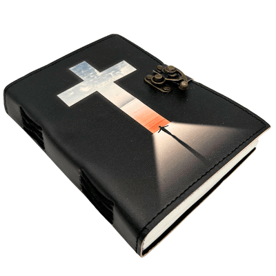 Taccuino in pelle Croce Religiosa Libro di preghiere con incisione