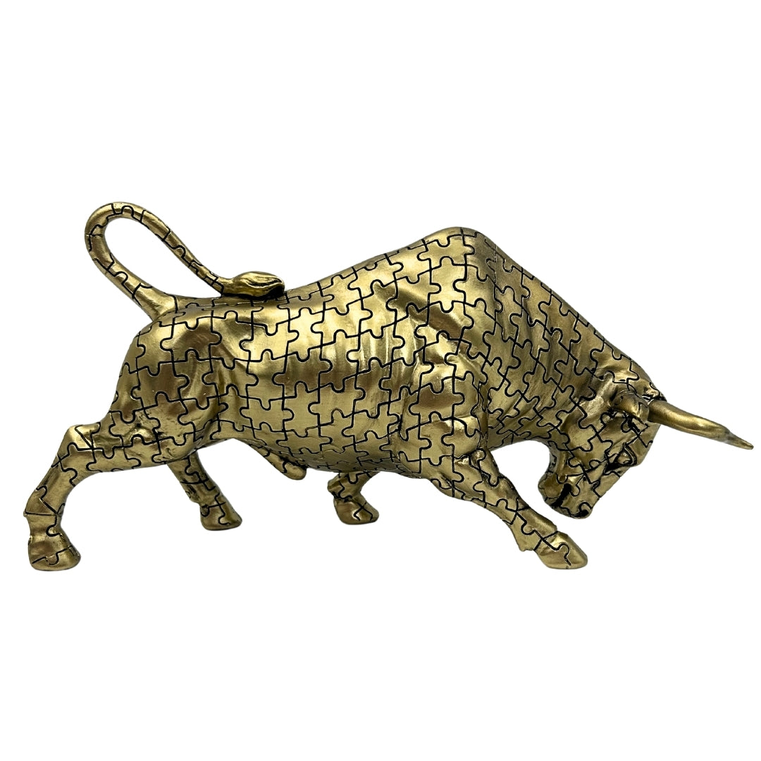 Statuetta decorativa Toro dorato con possibilità di incisione - elegante simbolo di forza e ricchezza, 33,3 cm, polyresina