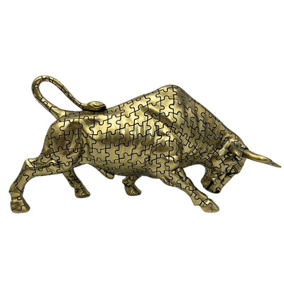 Statuetta decorativa Toro dorato con possibilità di incisione - elegante simbolo di forza e ricchezza, 33,3 cm, polyresina