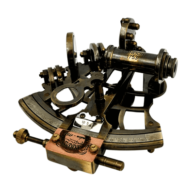 Sestante in ottone retrò in custodia di pelle - elegante strumento di navigazione con possibilità di incisione - regalo ideale per appassionati di vela e storia - dimensioni 13x12x7 cm