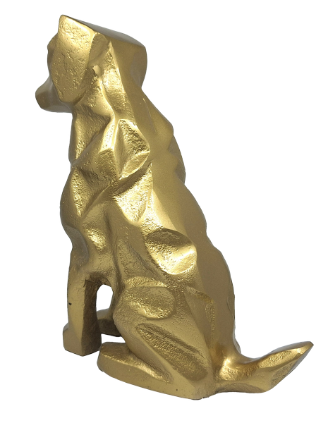 Figura decorativa dorata Cane DOG2 con possibilità di personalizzazione con incisione