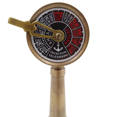 Telegrafo a macchina TG4 da nave con incisione - Regalo personalizzato in ottone e legno, altezza 16,5 cm, colori oro e marrone