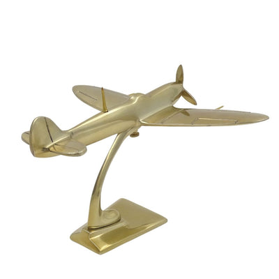 Modello di caccia Spitfire in alluminio color oro, con possibilità di personalizzazione tramite incisione