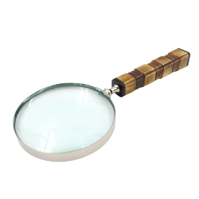 Elegante Lente d'Ingrandimento per Lettura con Manico in Osso NC1099A con Possibilità di Incisione Personalizzata, Scocca Argentata in Ottone, Perfetta come Regalo per Anziani, Nonni o Collezionisti, Altezza 24,5 cm