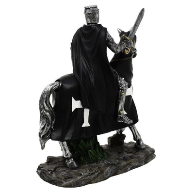 Figura Decorativa Cavaliere a Cavallo 22 cm con Possibilità di Incisione Personalizzata - Elegante Decorazione in Poliresina per Regalo a Amanti della Storia e del Medioevo