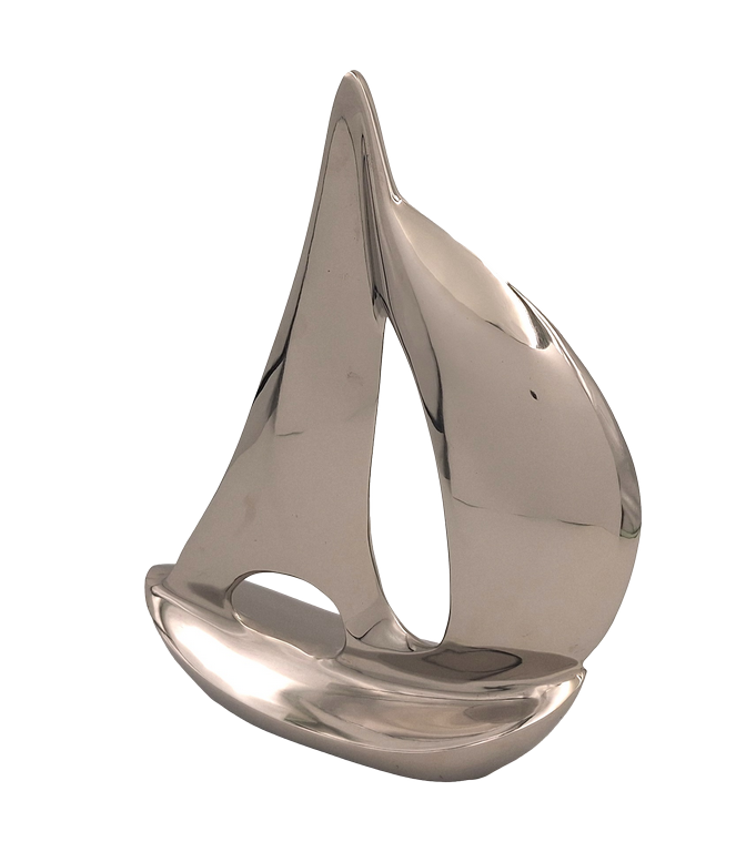 Elegante Modello di Yacht in Metallo 36 cm con Possibilità di Personalizzazione Incisa