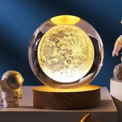 Sfera di Vetro 3D Luna con Incisione