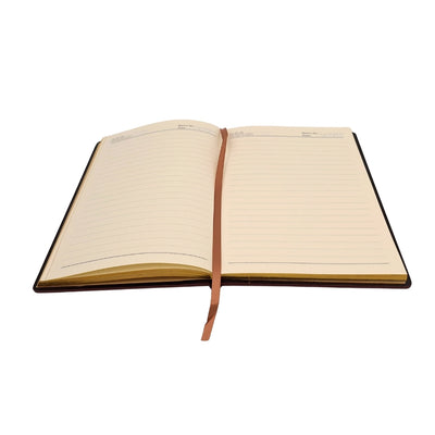 Elegante taccuino A5 con copertina in legno e incisione personalizzata – diario di lusso da regalo con bordi dorati e carta di alta qualità color marrone