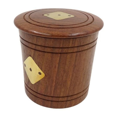 Dadi da gioco in legno in barilotto con incisione – Regalo personalizzato in acacia, altezza 7 cm, diametro 8 cm, per persone sopra i 14 anni