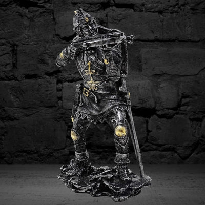 Figura Cavaliere Medievale con Balestra 20 cm con Possibilità di Personalizzazione tramite Incisione - Decorazione Argento-Oro per Regalo agli Amanti della Storia e del Fantasy - Dipinta a Mano in Polyresina
