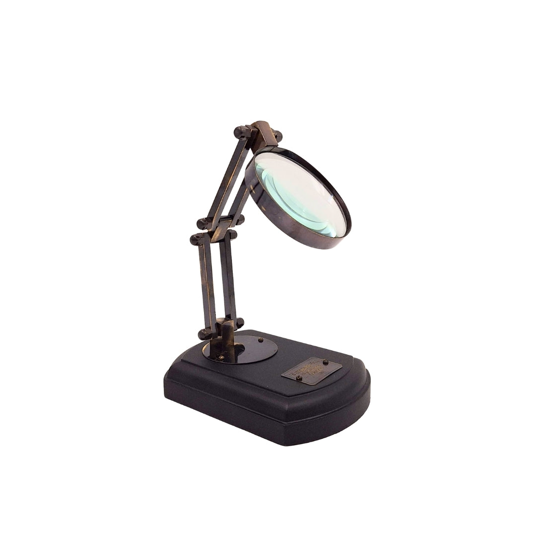 Lente d'ingrandimento su base in legno con montatura in ottone, possibilità di personalizzazione tramite incisione, regalo ideale per modellisti e amanti dello stile retrò, diametro 7,5 cm, ingrandimento 3,5x