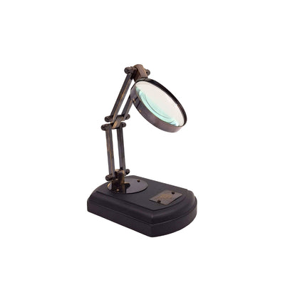 Lente d'ingrandimento su base in legno con montatura in ottone, possibilità di personalizzazione tramite incisione, regalo ideale per modellisti e amanti dello stile retrò, diametro 7,5 cm, ingrandimento 3,5x