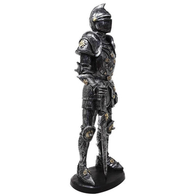 Figura Decorativa Cavaliere in Armatura 39 cm Argento con Possibilità di Incisione Personalizzata