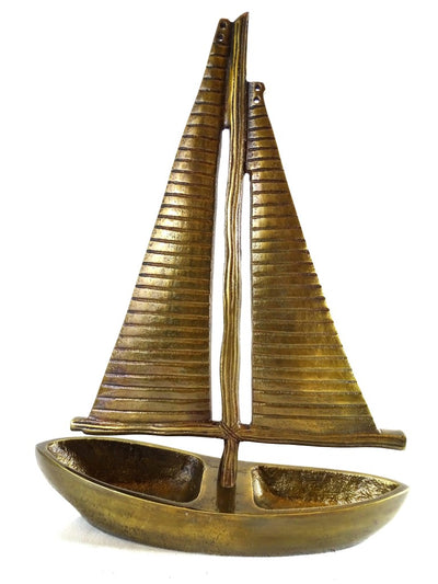 Modello di Yacht in Alluminio Dorato 38 cm con Possibilità di Personalizzazione Incisa