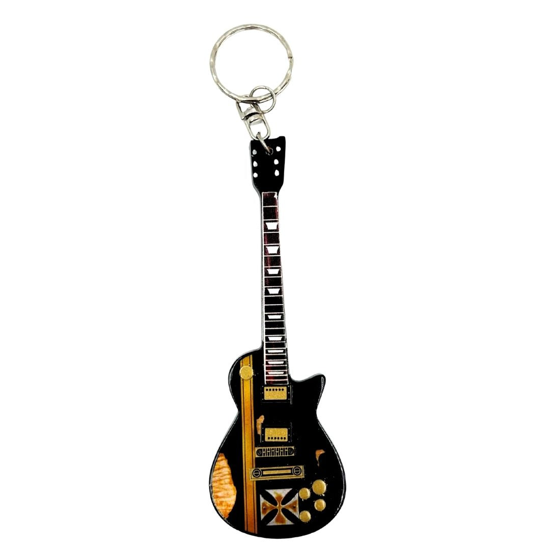Portachiavi chitarra Metallica James Hetfield Iron Cross con possibilità di incisione personalizzata