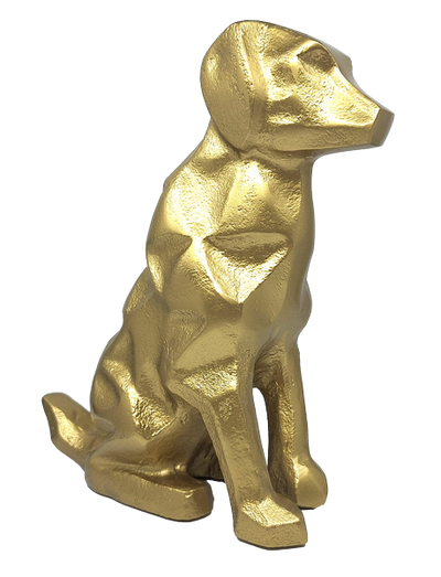 Figura decorativa dorata Cane DOG2 con possibilità di personalizzazione con incisione