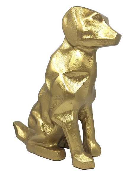 Figura decorativa dorata Cane DOG2 con possibilità di personalizzazione con incisione