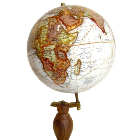 Elegante mappamondo decorativo su base in legno con possibilità di personalizzazione tramite incisione, 27 cm, marrone scuro, ideale come regalo