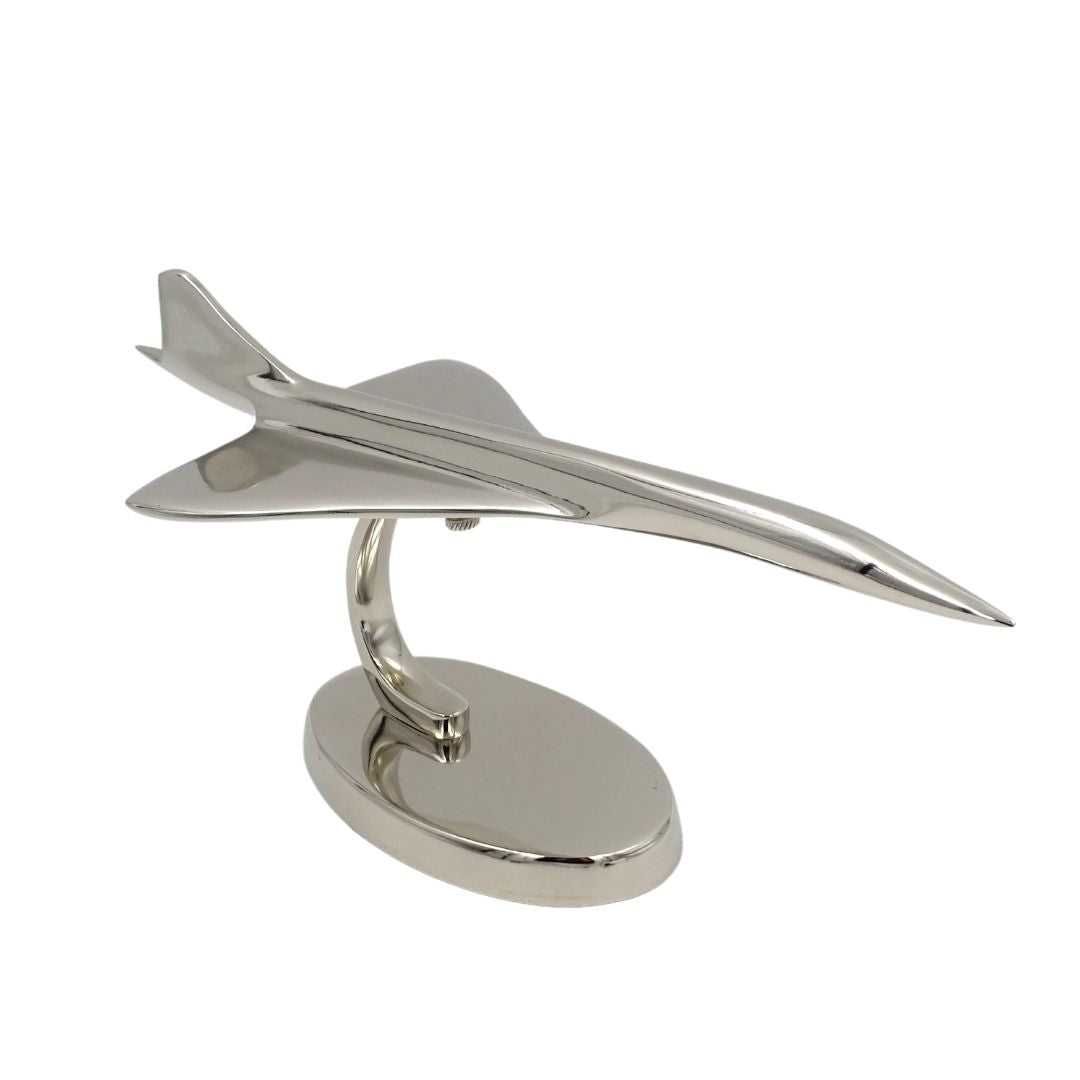 Modello metallico di aereo Concorde color argento con possibilità di personalizzazione tramite incisione