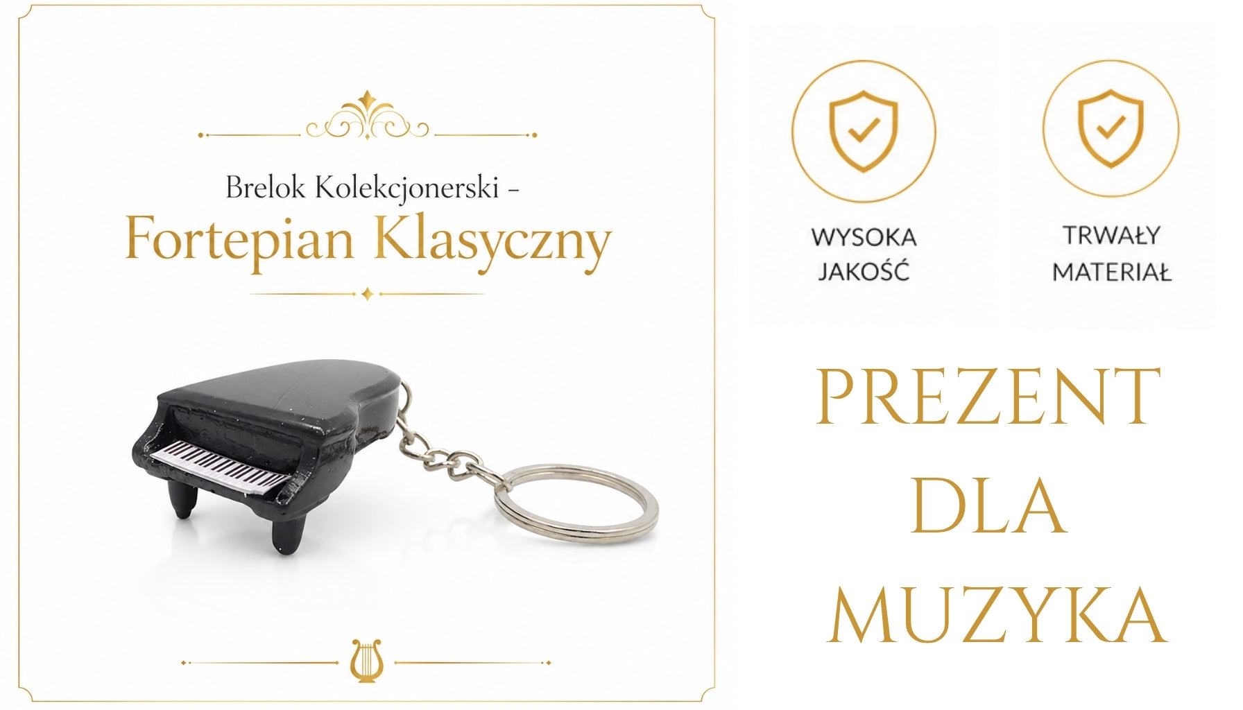 Portachiavi da collezione Pianoforte Classico ECK-0863 con incisione personalizzata – elegante gadget nero come regalo per amanti della musica classica e pianisti