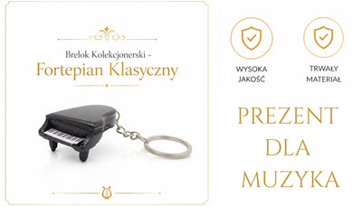 Portachiavi da collezione Pianoforte Classico ECK-0863 con incisione personalizzata – elegante gadget nero come regalo per amanti della musica classica e pianisti