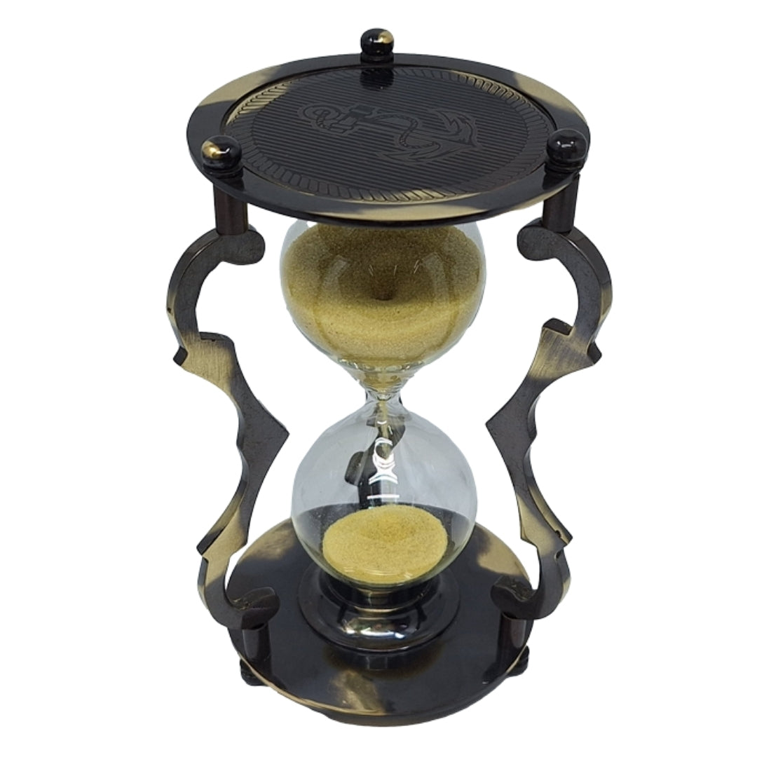 Elegante Clessidra Antica in Ottone 5 min con Incisione