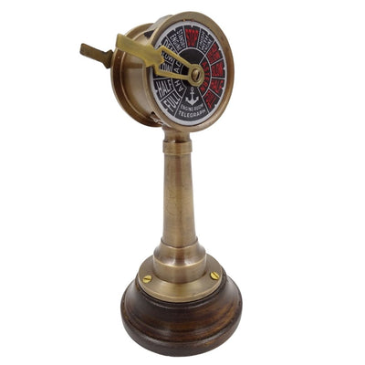 Telegrafo a macchina TG4 da nave con incisione - Regalo personalizzato in ottone e legno, altezza 16,5 cm, colori oro e marrone