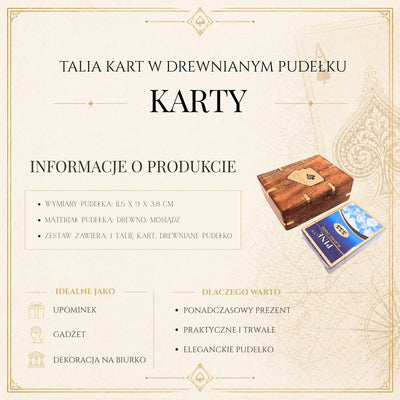 Elegante mazzo di carte in scatola di legno con decorazioni in ottone