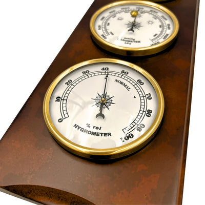 Elegante Stazione Meteo Retrò 36 cm con Incisione – Barometro, Termometro, Igrometro in Custodia in Legno