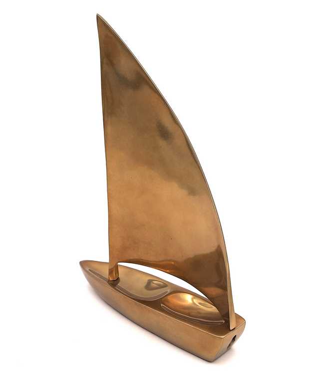 Elegante barca a vela in alluminio 47x38 cm con incisione personalizzabile
