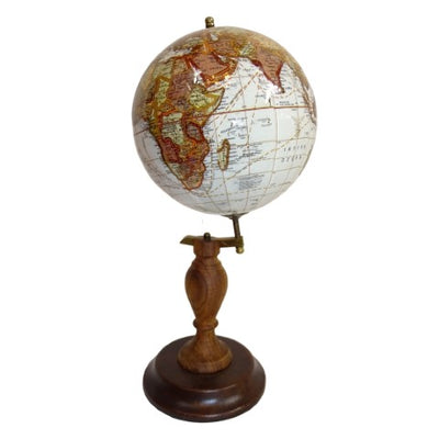 Elegante mappamondo decorativo su base in legno con possibilità di personalizzazione tramite incisione, 27 cm, marrone scuro, ideale come regalo