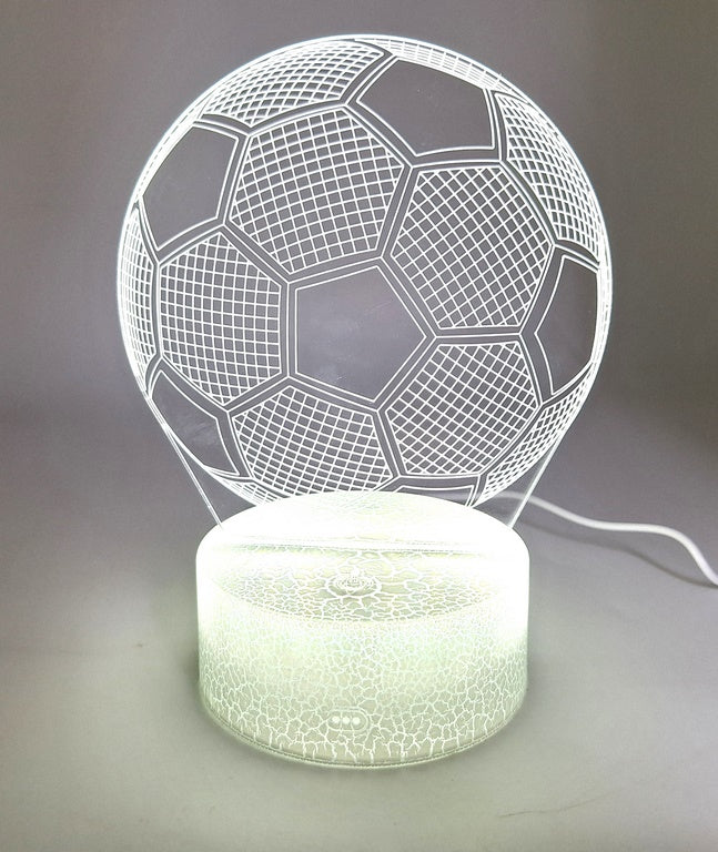 Lampada da notte a forma di pallone con possibilità di personalizzazione tramite incisione - Regalo ideale per gli amanti del calcio - altezza 17 cm - 3 colori disponibili - Alimentazione USB o 3 batterie AAA