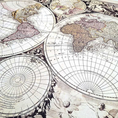 Mappa del mondo 1686 - ristampa G. Valck con possibilità di personalizzazione con incisione - regalo ideale per storici e viaggiatori - dimensioni 56,5 x 47,5 cm