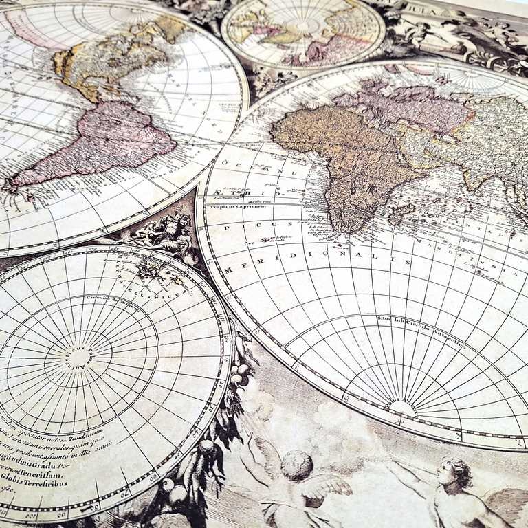 Mappa del mondo 1686 - ristampa G. Valck con possibilità di personalizzazione con incisione - regalo ideale per storici e viaggiatori - dimensioni 56,5 x 47,5 cm