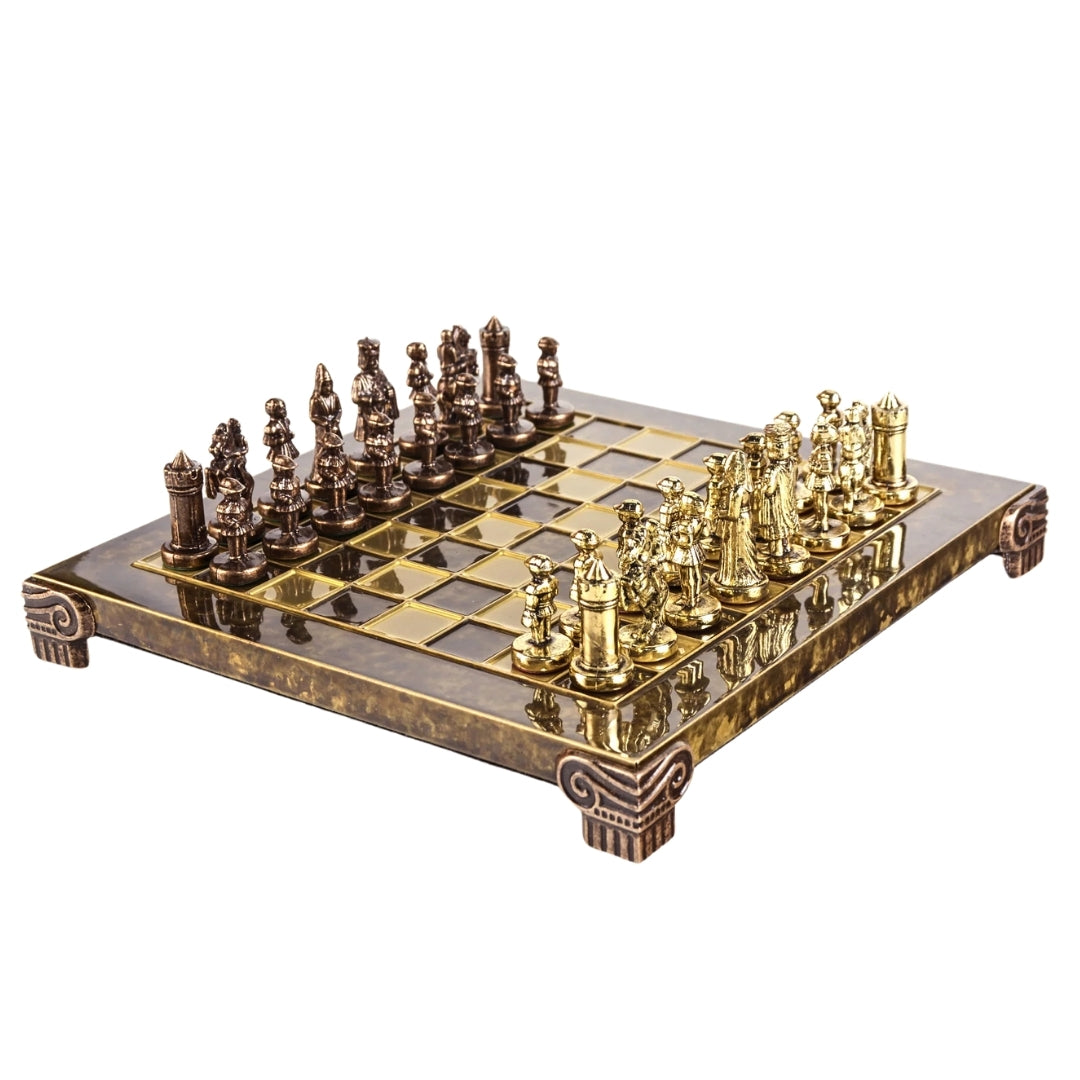 Scacchi metallici esclusivi Bizantini 20x20 cm con incisione personalizzata
