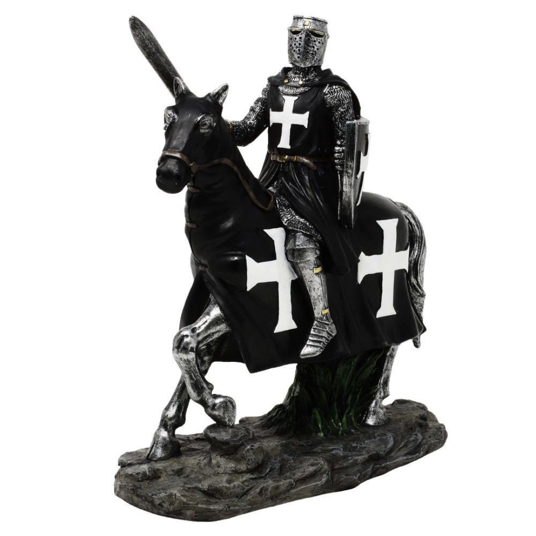 Figura Decorativa Cavaliere a Cavallo 22 cm con Possibilità di Incisione Personalizzata - Elegante Decorazione in Poliresina per Regalo a Amanti della Storia e del Medioevo