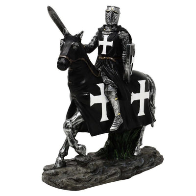 Figura Decorativa Cavaliere a Cavallo 22 cm con Possibilità di Incisione Personalizzata - Elegante Decorazione in Poliresina per Regalo a Amanti della Storia e del Medioevo